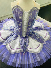 Load image into Gallery viewer, Lilac Satin Tutu with White &amp; Lilac Petals with Silver detail

