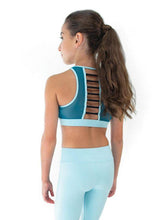 Load image into Gallery viewer, Girls Capezio High Neck Bra Top and Leggings Set Back View