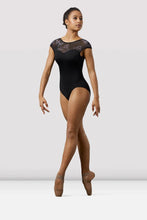 Load image into Gallery viewer, Ladies Mirella Watercolour Mesh Cap Sleeve Leotard