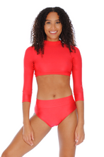 Load image into Gallery viewer, Red Childrens and Adults Long Sleeve Turtle Neck Crop Top
