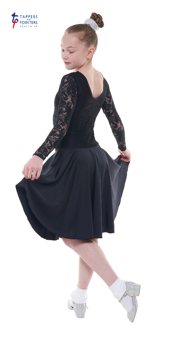 Black Lace Long Sleeve Ballroom Dress