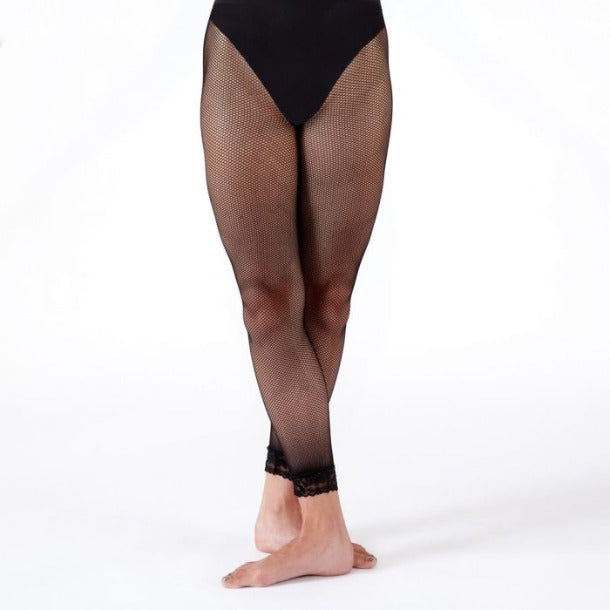 Silky Footless Fishnet With Lace Tights - Main Image