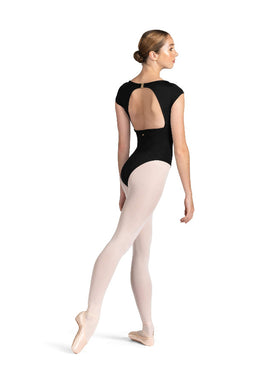 Boat Neckline Open Back Cap Sleeve Leotard