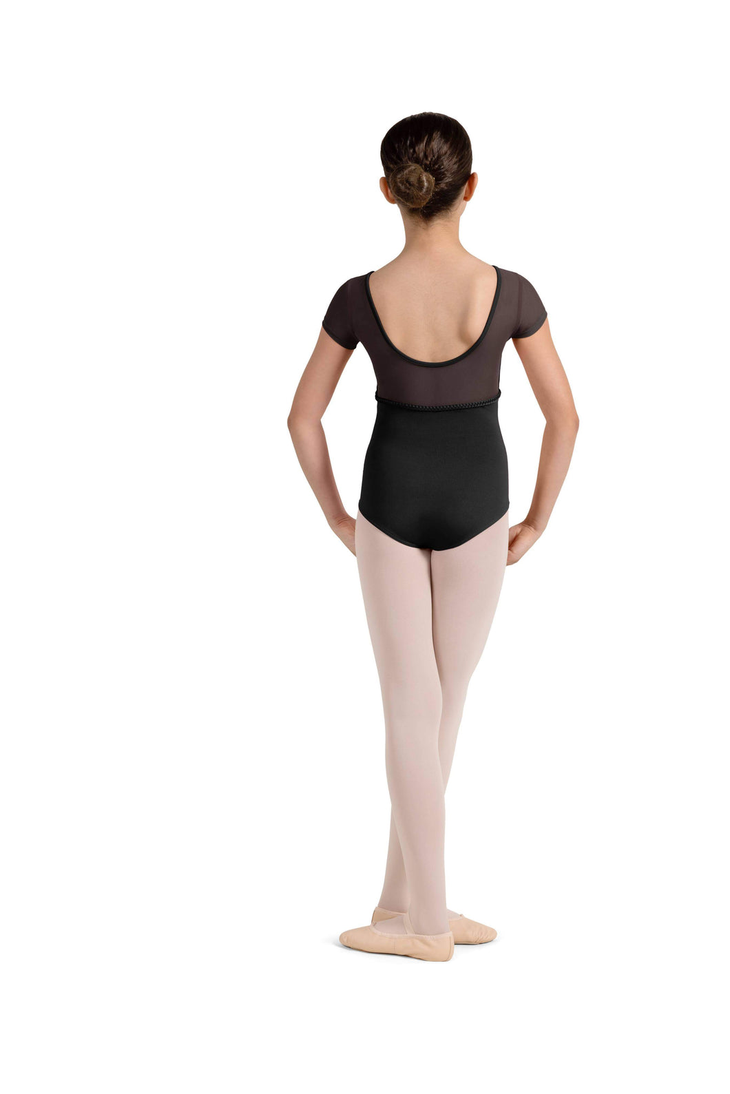 Sweetheart Neckline Mesh Back Braid Detail Cap Sleeve Leotard (M1560C)