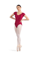 Load image into Gallery viewer, V Neckline Twist Back Cap Leotard
