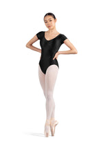 Load image into Gallery viewer, V Neckline Twist Back Cap Leotard
