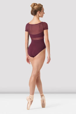 Reika Boat Neckline Paneled Cap Sleeve Leotard