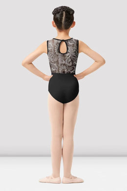 Printed Mesh Keyhole Back Tank Leotard