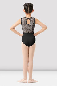 Printed Mesh Keyhole Back Tank Leotard