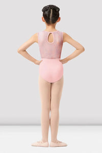Printed Mesh Keyhole Back Tank Leotard