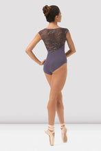Load image into Gallery viewer, V Neckline Printed Mesh Cap Sleeve Leotard
