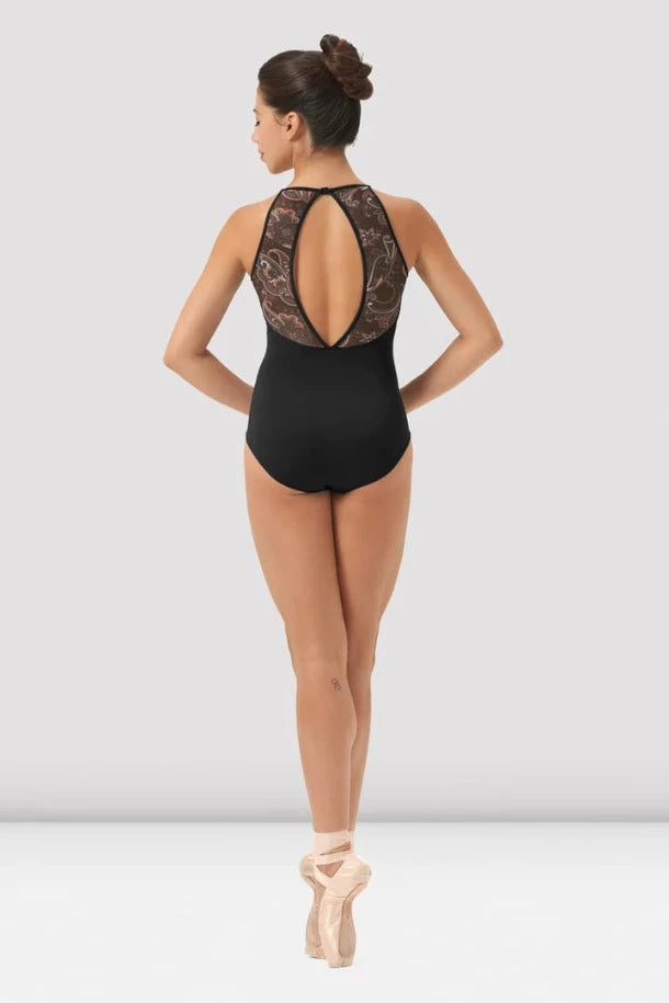 Highneck Printed Halter Leotard