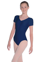 Load image into Gallery viewer, Navy Girls and Ladies Short Sleeved Leotard
