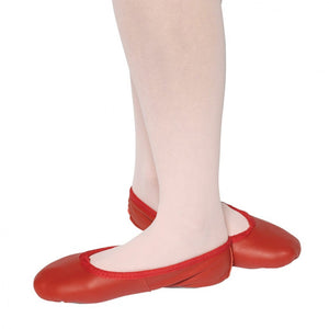 Full Sole Leather Ballet Shoes - Red