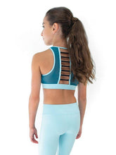 Load image into Gallery viewer, Girls Capezio High Neck Bra Top and Leggings Set Back View
