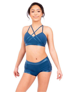 Ladies Warrior Cross Front Halter Bra Top and Shorts