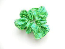 Load image into Gallery viewer, Green Print Girls and Ladies Lycra Scrunchies
