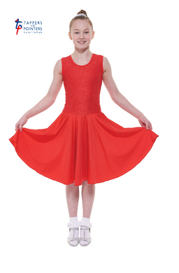 Red Girls Sleeveless Lace Ballroom Dress