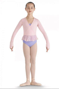 Pink Girls Bloch Applique Mesh Peplum Hem Top