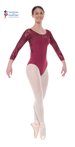 Elegance 3/4 Length Sleeved Leotard with Sweetheart Neckline