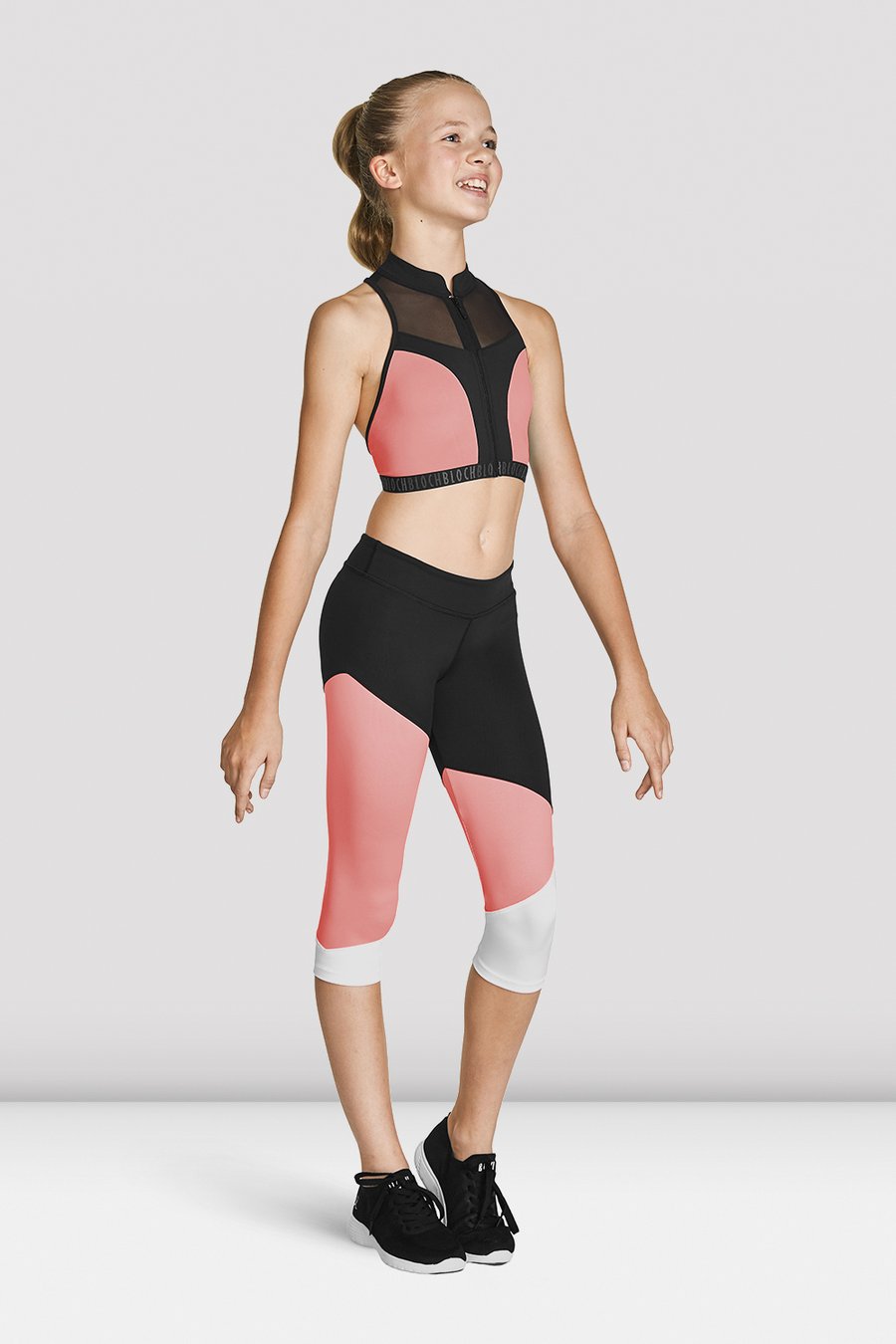 Girls Zip Front Mesh Back Crop Top (FT5211C)