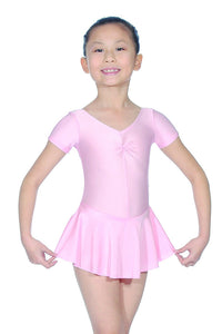 Pink Girls Skirted Cap Sleeve Leotard