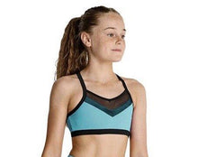 Load image into Gallery viewer, Contrast Mesh Paneled Cross Back Crop Top (KA039T)
