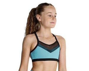 Contrast Mesh Paneled Cross Back Crop Top (KA039T)