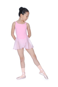 Pink Girls Sleeveless Skirted Leotard