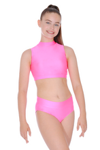 Load image into Gallery viewer, Shocking Pink Girls and Ladies Sleeveless Turtle Neck Crop Top

