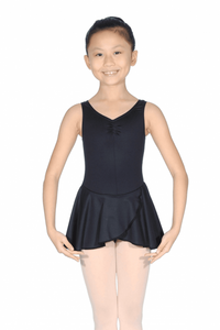 Black Girls Sleeveless Skirted Leotard