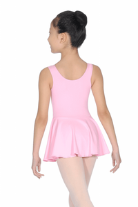 Pink Girls Sleeveless Skirted Leotard