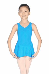 Teal Girls Sleeveless Skirted Leotard