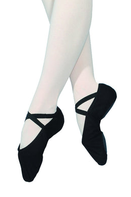 Black Childrens and Adults Stretch Canvas Split Sole Ballet Shoe