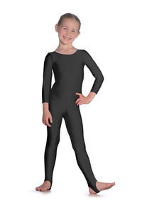Black Childrens and Adults Long Sleeve Dance Unitard