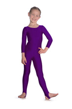 Load image into Gallery viewer, Purple Childrens and Adults Long Sleeve Dance Unitard
