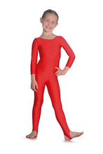 Load image into Gallery viewer, Red Childrens and Adults Long Sleeve Dance Unitard
