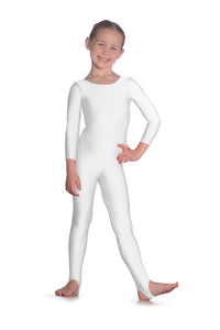 White Childrens and Adults Long Sleeve Dance Unitard