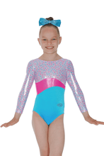 Load image into Gallery viewer, Girls three qharter sleeve Confetti Gymnastic Leotard
