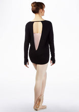 Load image into Gallery viewer, Black Chevron Keyhole Back Sweater Back View
