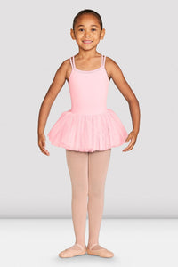 PInk Girls Diamante Double Strap Tutu Leotard Front View