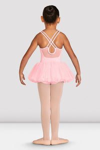 Pink Girls Diamante Double Strap Tutu Leotard Back View