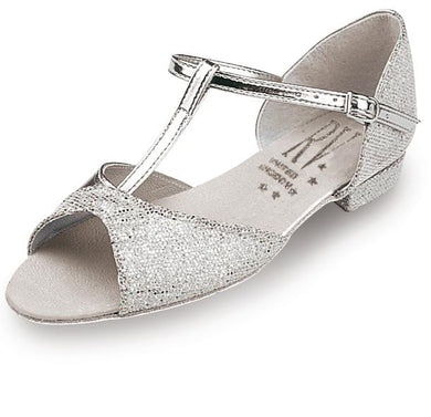 Silver Childrens and Adults Low Heel Ballroom Shoe